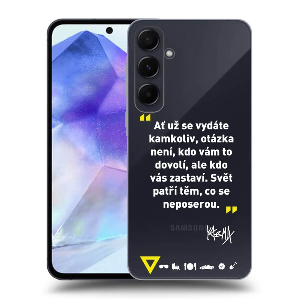 Picasee silikónový prehľadný obal pre Samsung Galaxy A55 5G A556B - Kazma - SVĚT PATŘÍ TĚM, CO SE NEPOSEROU