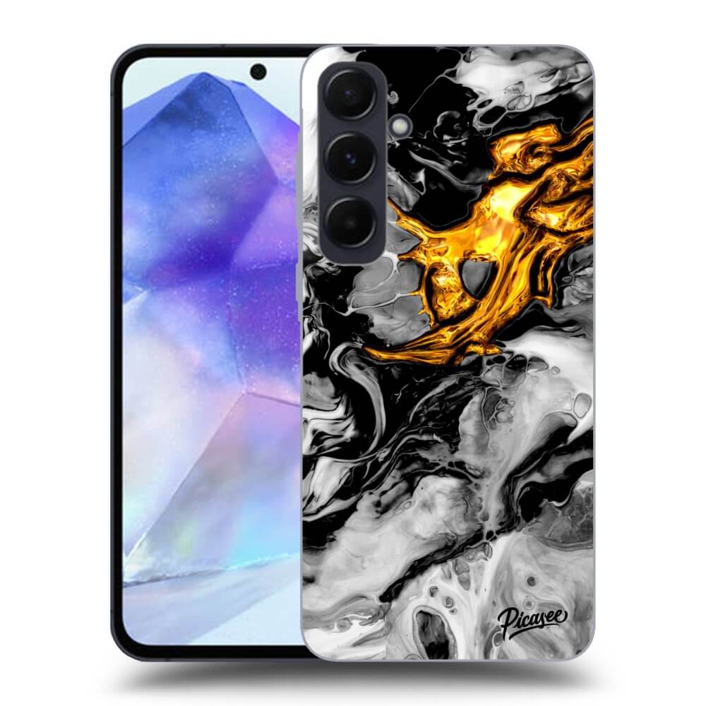 Picasee silikónový čierny obal pre Samsung Galaxy A55 5G A556B - Black Gold 2