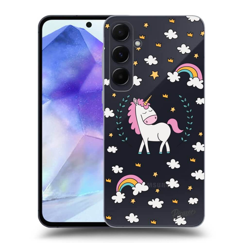 Picasee silikónový prehľadný obal pre Samsung Galaxy A55 5G A556B - Unicorn hviezdne nebo