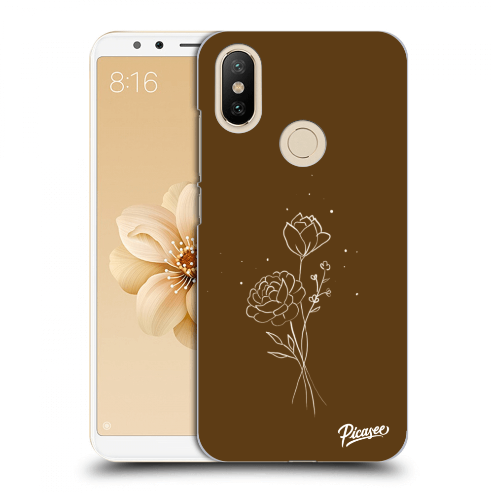 Picasee silikónový prehľadný obal pre Xiaomi Mi A2 - Brown flowers