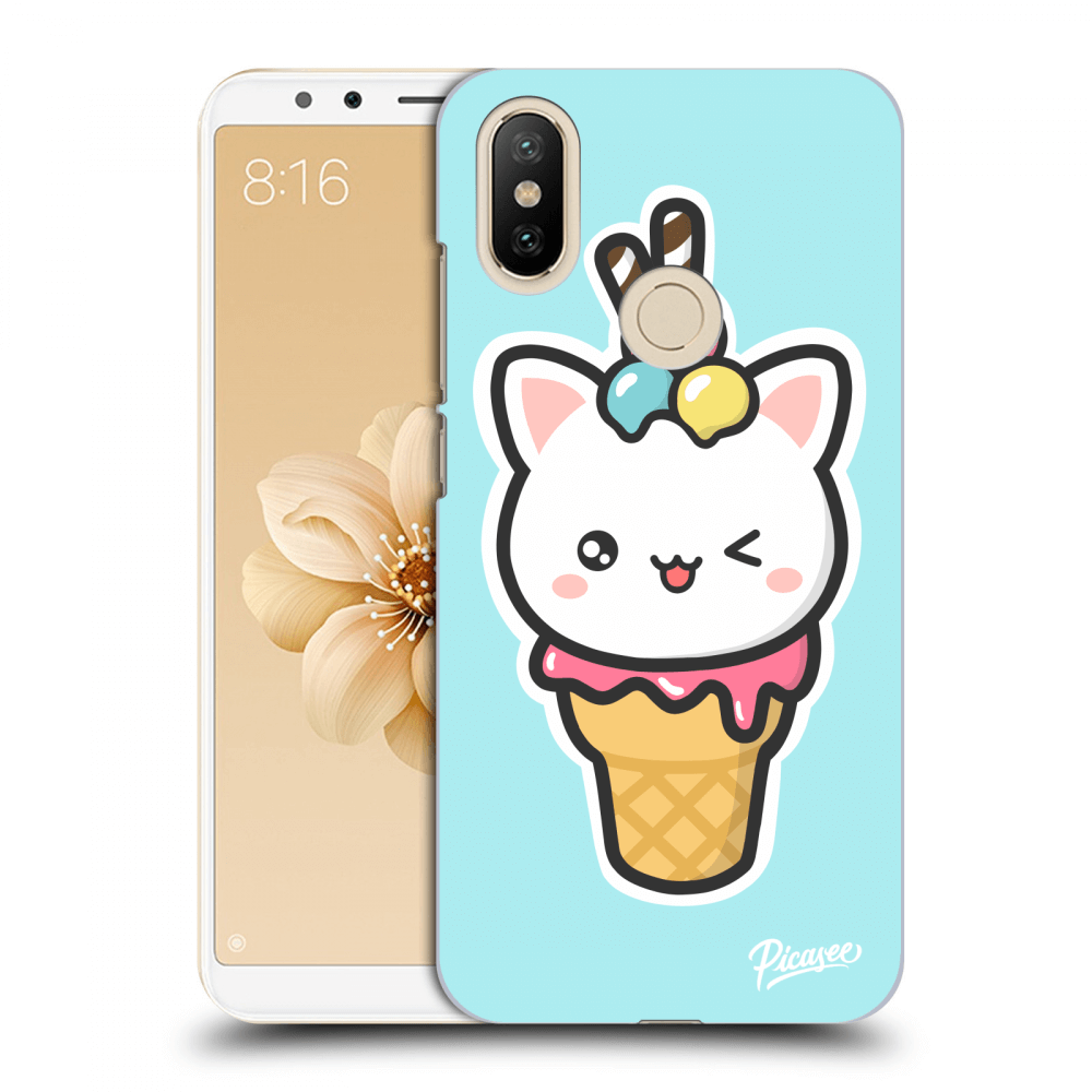 Picasee silikónový prehľadný obal pre Xiaomi Mi A2 - Ice Cream Cat