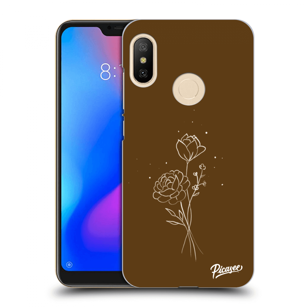 Picasee silikónový čierny obal pre Xiaomi Mi A2 Lite - Brown flowers