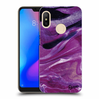 Picasee silikónový prehľadný obal pre Xiaomi Mi A2 Lite - Purple glitter