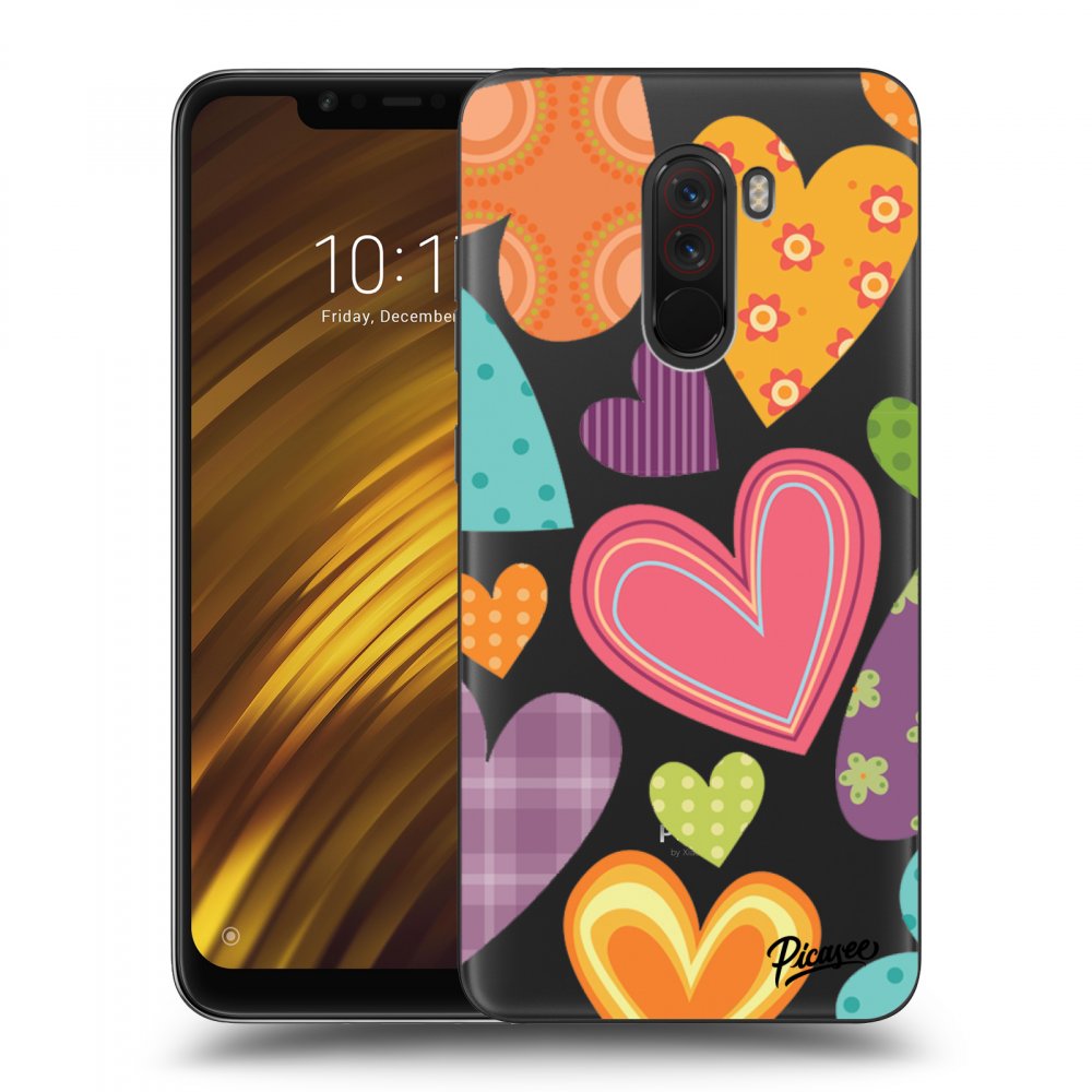 Picasee silikónový prehľadný obal pre Xiaomi Pocophone F1 - Colored heart