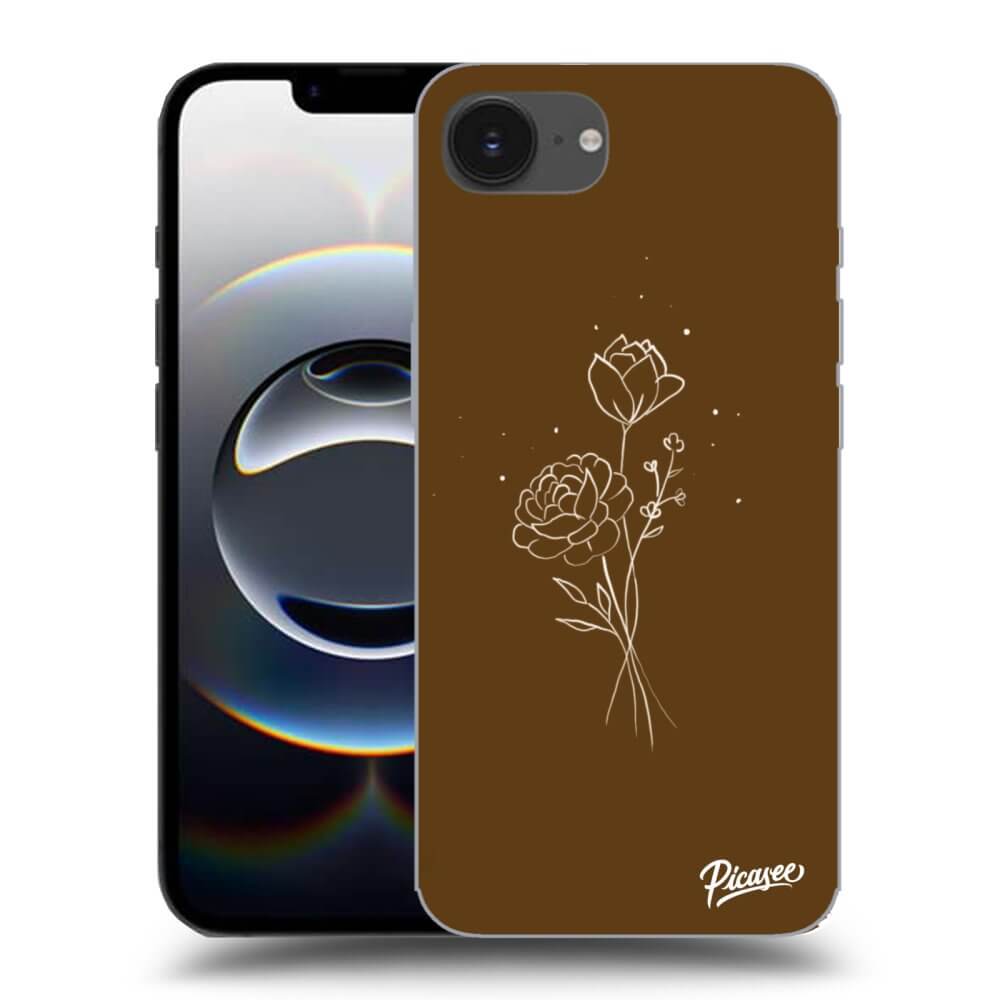 Picasee silikónový prehľadný obal pre Apple iPhone 16e - Brown flowers