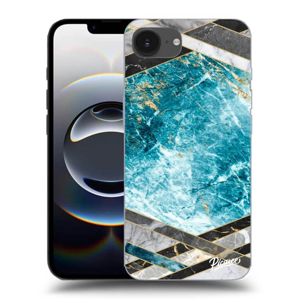 Picasee silikónový prehľadný obal pre Apple iPhone 16e - Blue geometry