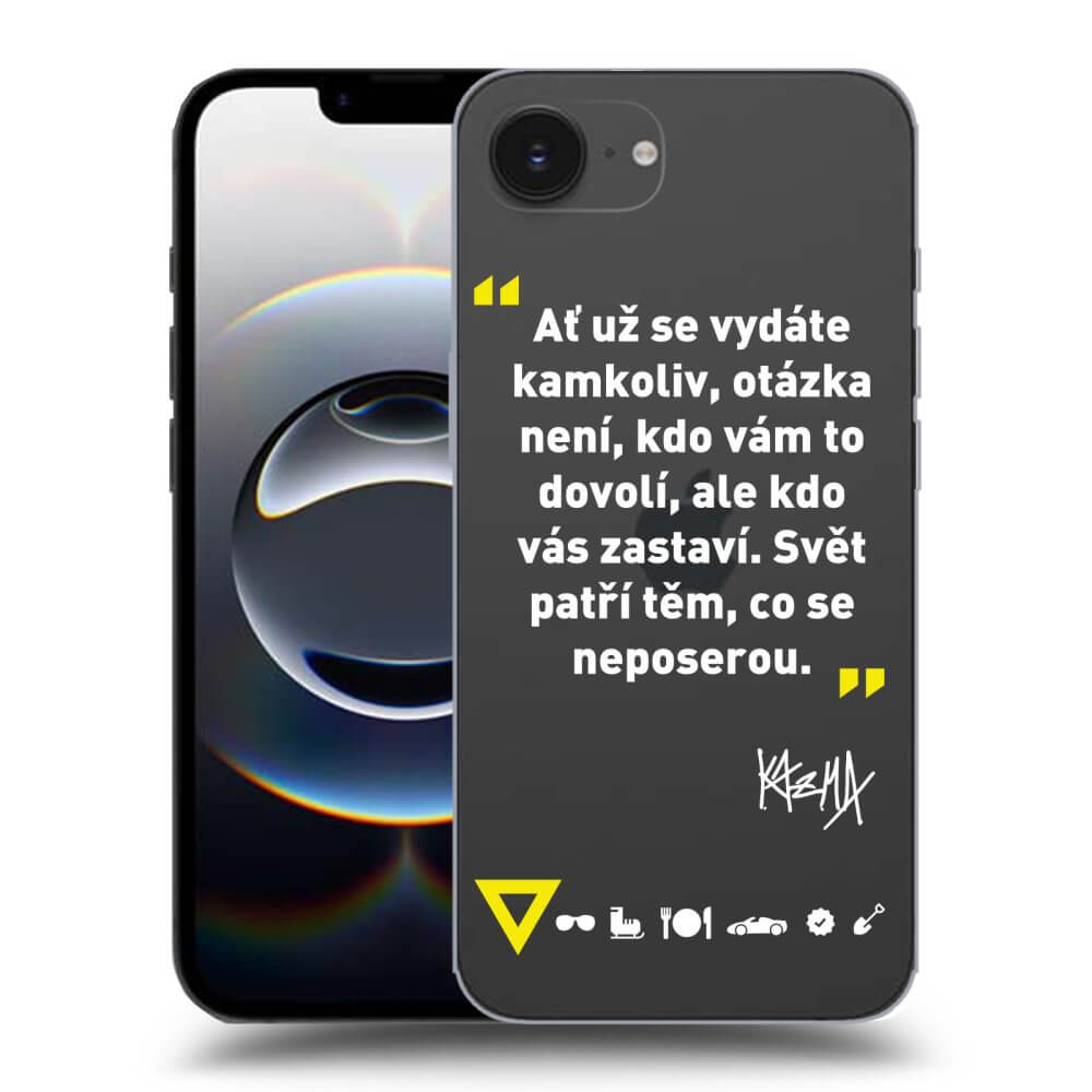 Picasee silikónový prehľadný obal pre Apple iPhone 16e - Kazma - SVĚT PATŘÍ TĚM, CO SE NEPOSEROU