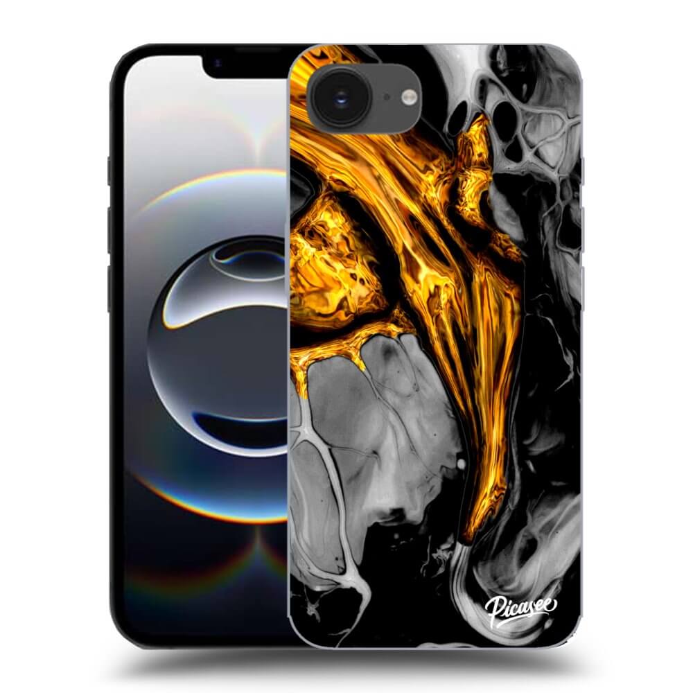 Picasee silikónový prehľadný obal pre Apple iPhone 16e - Black Gold