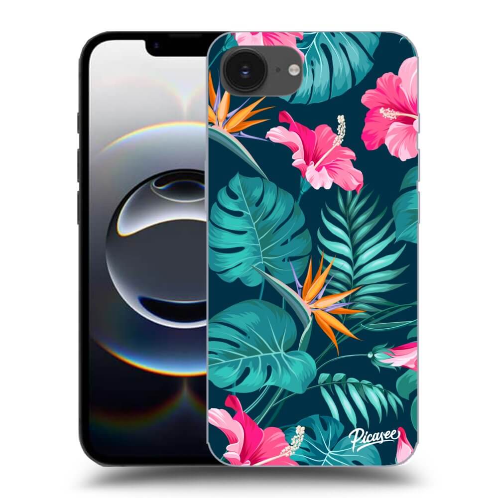 Picasee silikónový prehľadný obal pre Apple iPhone 16e - Pink Monstera
