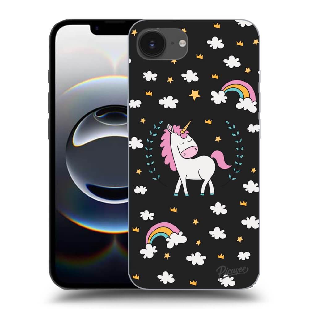 Picasee silikónový čierny obal pre Apple iPhone 16e - Unicorn hviezdne nebo