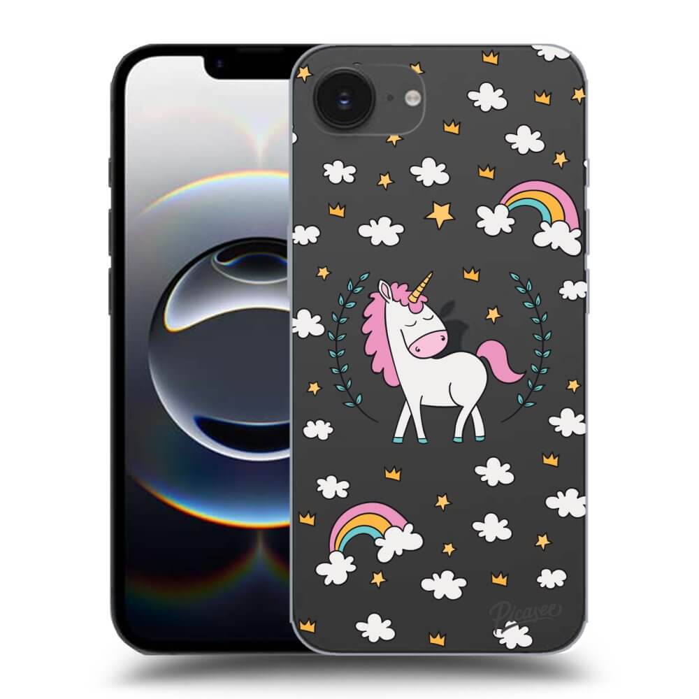 Picasee silikónový prehľadný obal pre Apple iPhone 16e - Unicorn hviezdne nebo