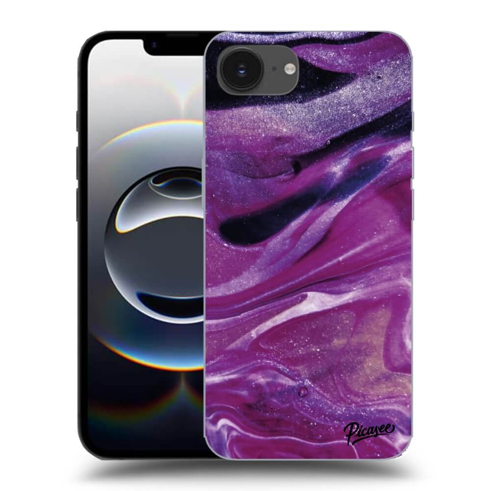 Picasee silikónový prehľadný obal pre Apple iPhone 16e - Purple glitter