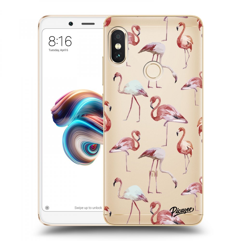 Picasee silikónový prehľadný obal pre Xiaomi Redmi Note 5 Global - Flamingos