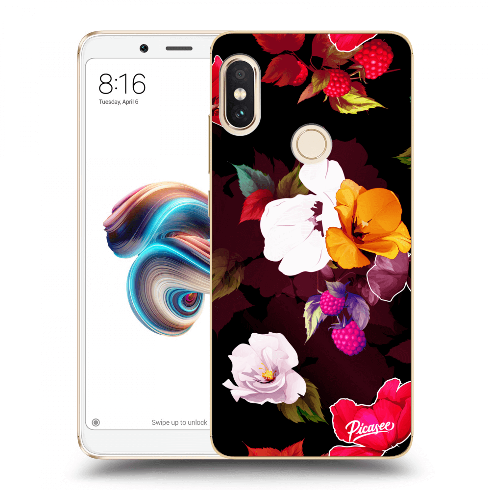 Picasee silikónový prehľadný obal pre Xiaomi Redmi Note 5 Global - Flowers and Berries