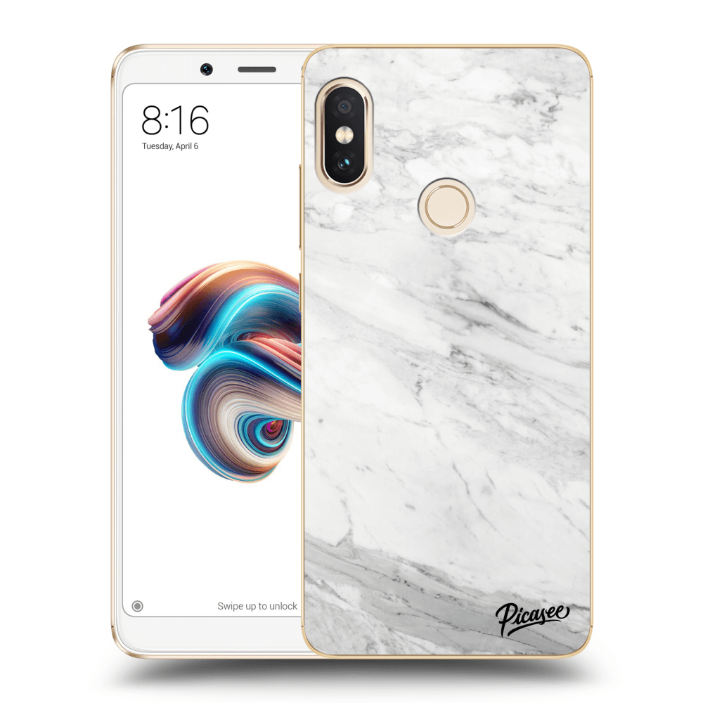 Picasee silikónový prehľadný obal pre Xiaomi Redmi Note 5 Global - White marble