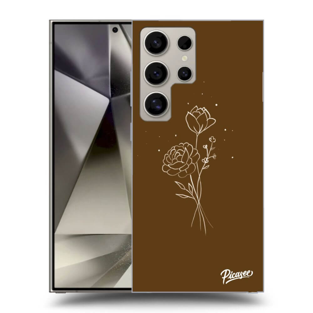 Picasee silikónový prehľadný obal pre Samsung Galaxy S25 Ultra 5G - Brown flowers