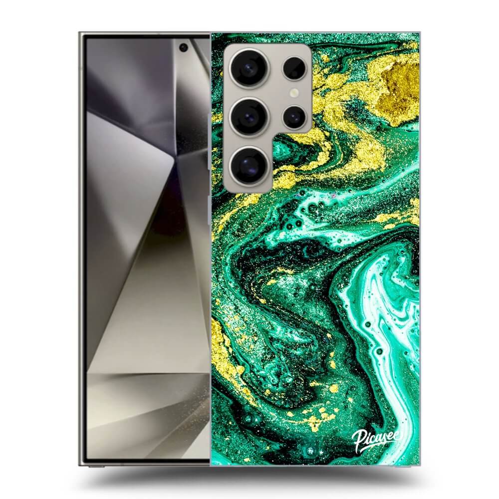 Picasee silikónový prehľadný obal pre Samsung Galaxy S25 Ultra 5G - Green Gold
