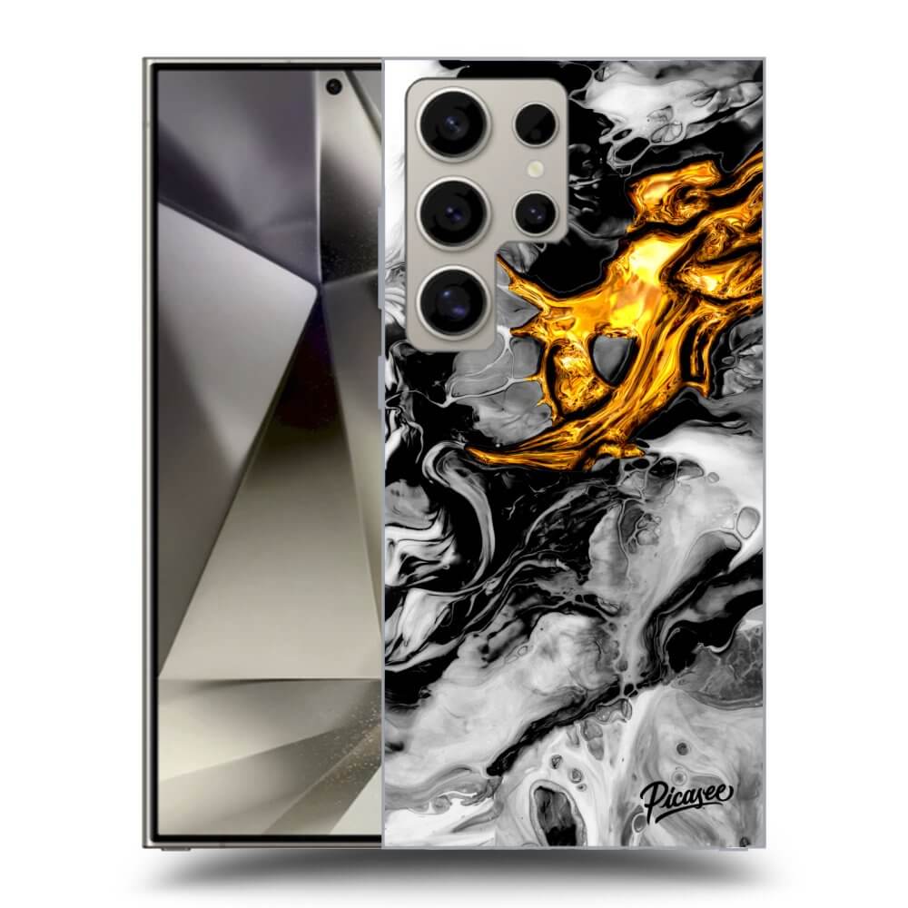 Picasee silikónový prehľadný obal pre Samsung Galaxy S25 Ultra 5G - Black Gold 2