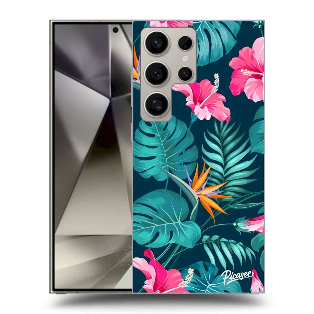 Picasee silikónový prehľadný obal pre Samsung Galaxy S25 Ultra 5G - Pink Monstera