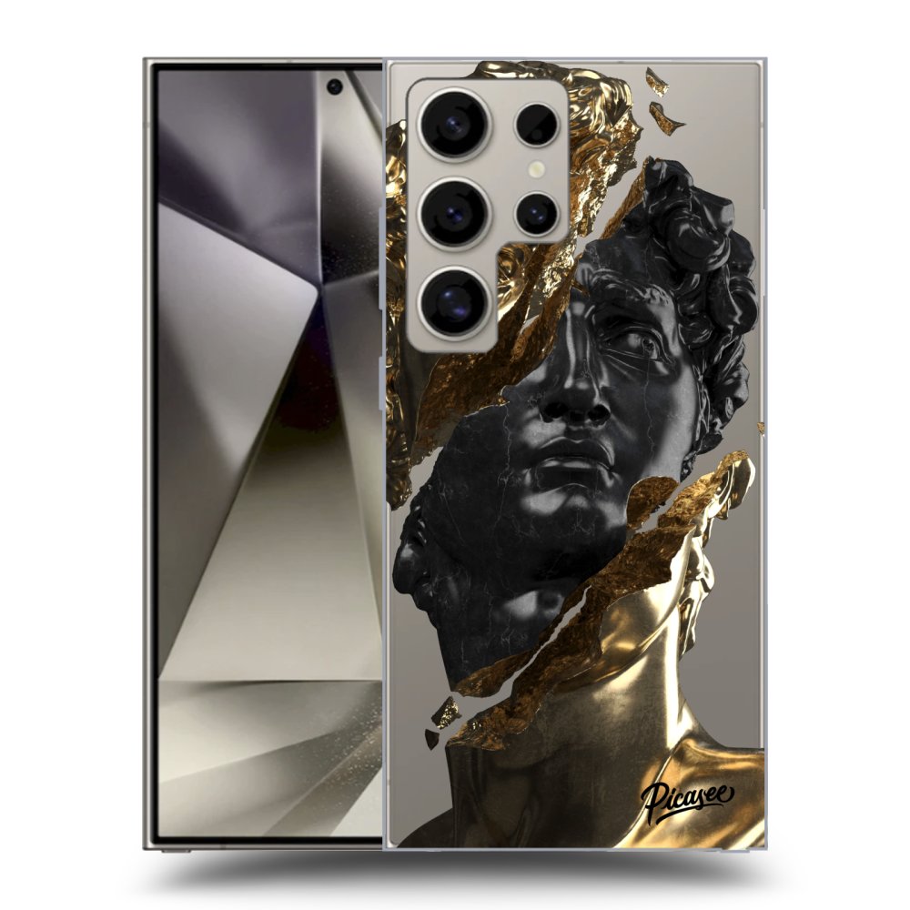 Picasee silikónový prehľadný obal pre Samsung Galaxy S25 Ultra 5G - Gold - Black