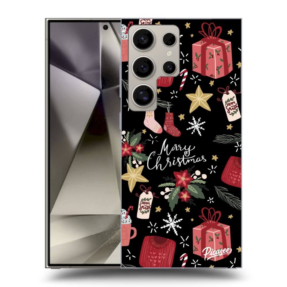 Picasee silikónový čierny obal pre Samsung Galaxy S25 Ultra 5G - Christmas