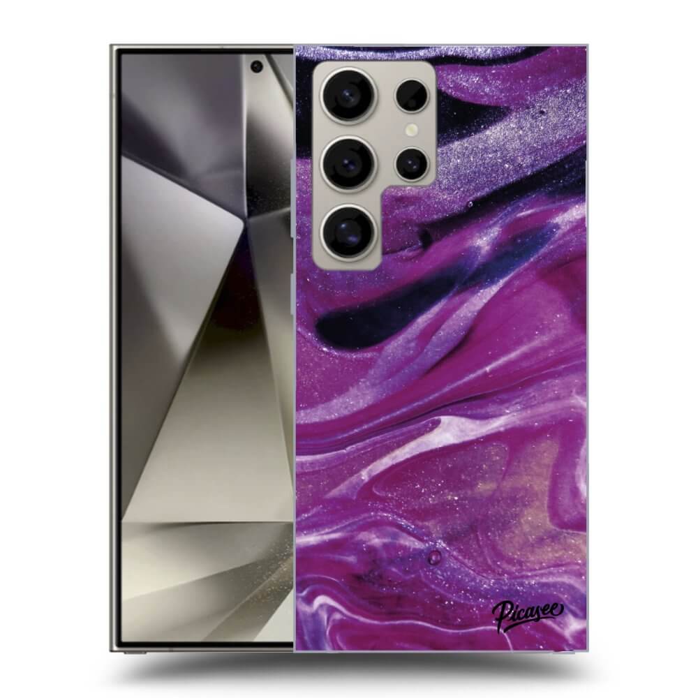 Picasee silikónový prehľadný obal pre Samsung Galaxy S25 Ultra 5G - Purple glitter