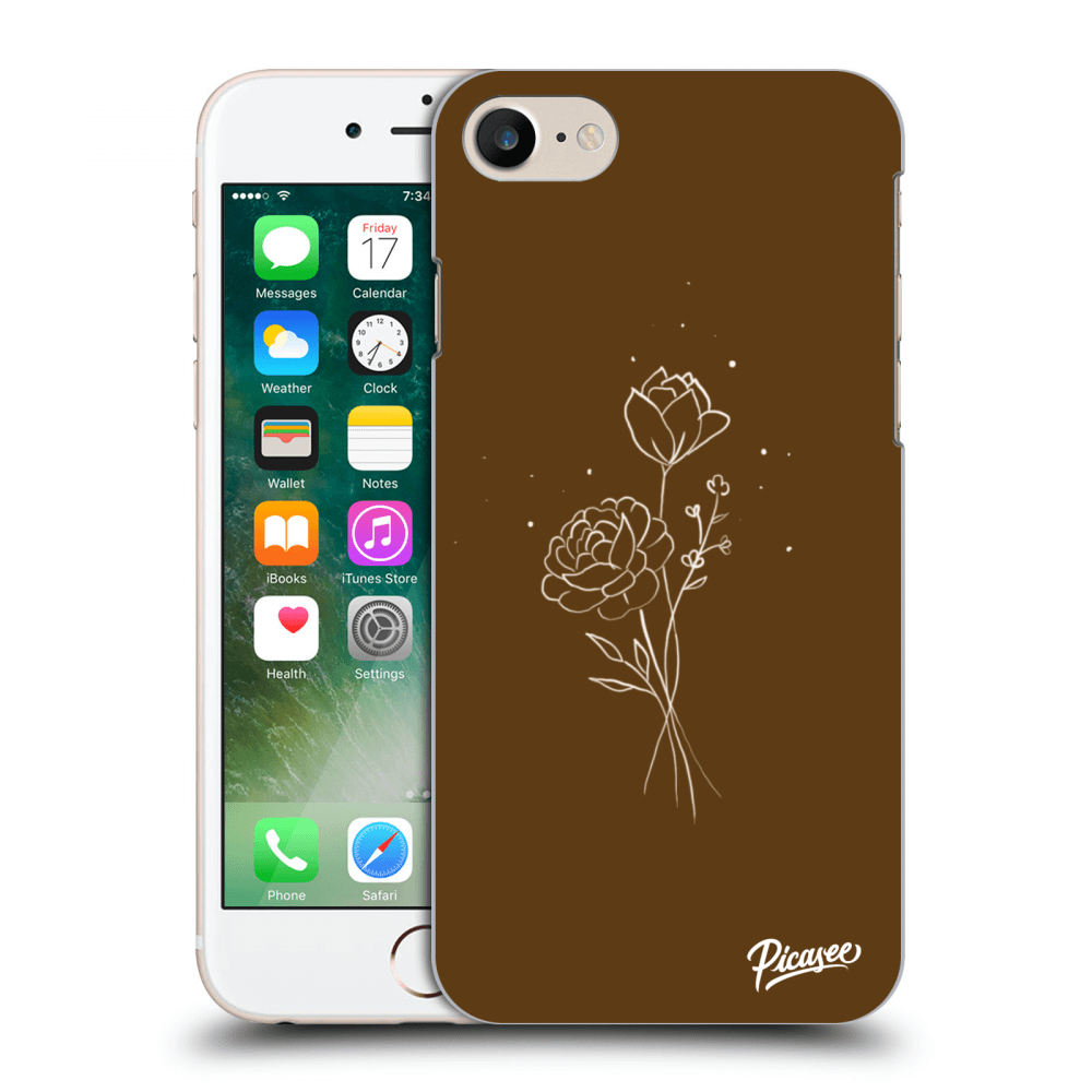 Picasee silikónový prehľadný obal pre Apple iPhone 7 - Brown flowers
