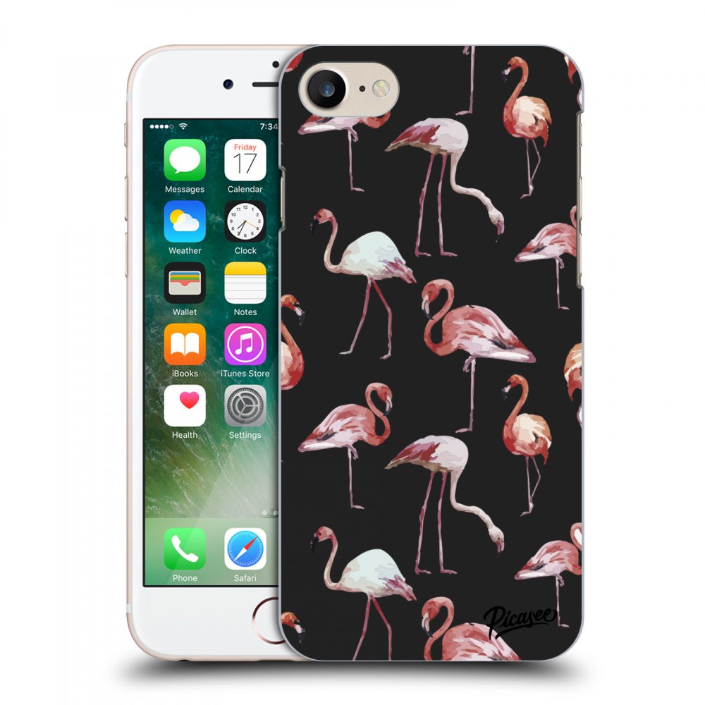 Picasee silikónový čierny obal pre Apple iPhone 7 - Flamingos