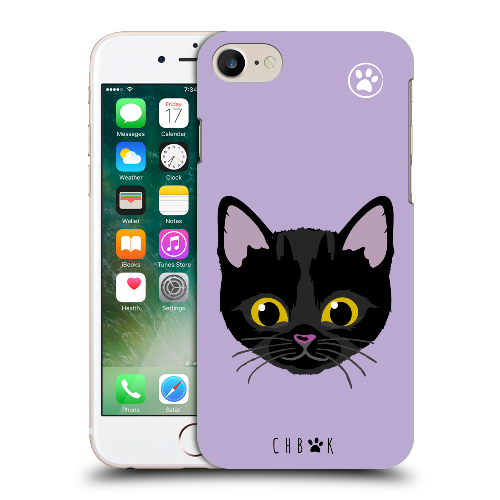 Picasee silikónový čierny obal pre Apple iPhone 7 - Chybí mi kočky - Fialová