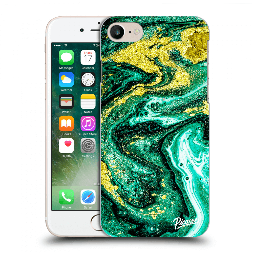 Picasee silikónový prehľadný obal pre Apple iPhone 7 - Green Gold