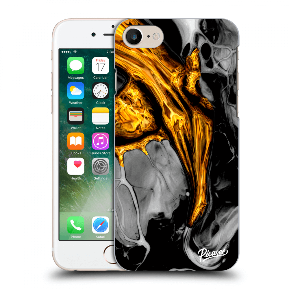Picasee silikónový prehľadný obal pre Apple iPhone 7 - Black Gold