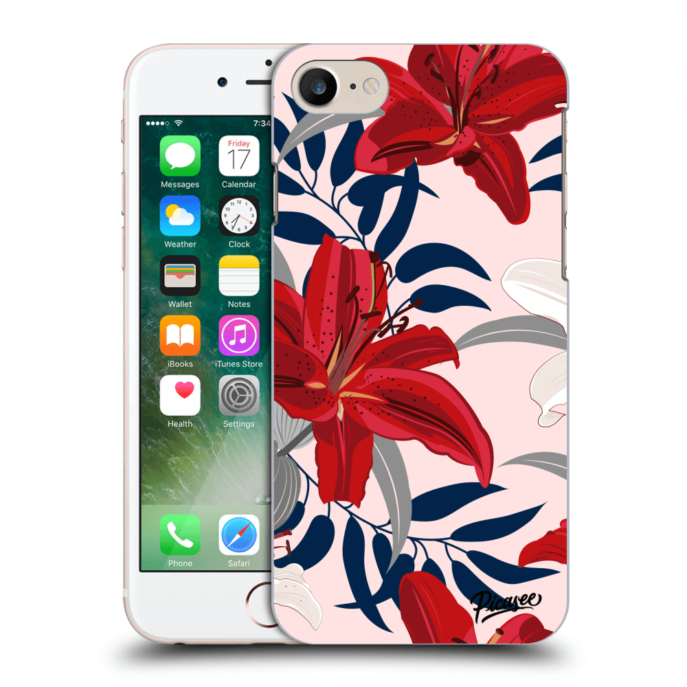 Picasee silikónový čierny obal pre Apple iPhone 7 - Red Lily
