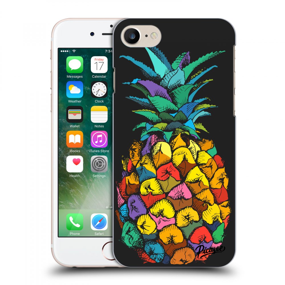 Picasee silikónový čierny obal pre Apple iPhone 7 - Pineapple