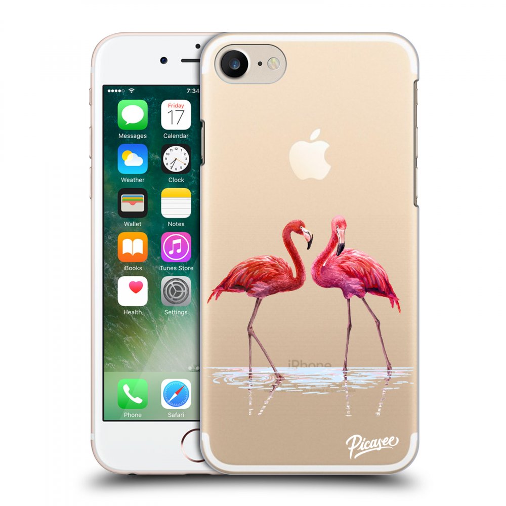 Picasee plastový prehľadný obal pre Apple iPhone 7 - Flamingos couple