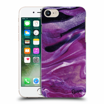 Picasee silikónový prehľadný obal pre Apple iPhone 7 - Purple glitter