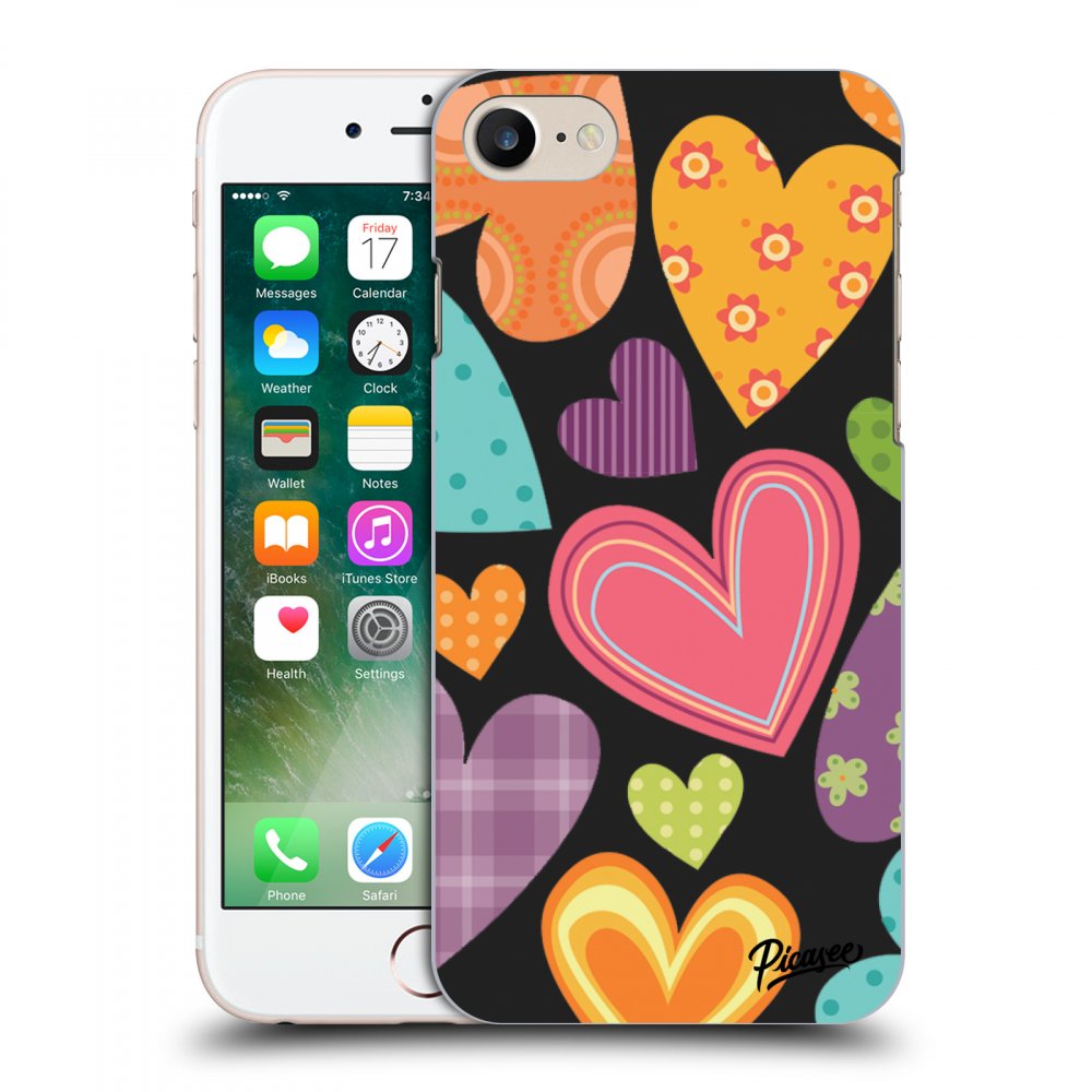 Picasee silikónový čierny obal pre Apple iPhone 7 - Colored heart