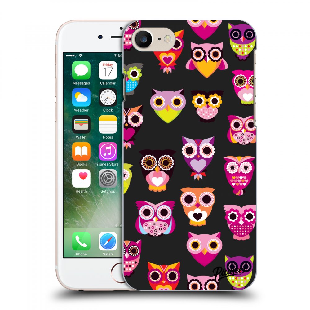 Picasee silikónový čierny obal pre Apple iPhone 7 - Owls