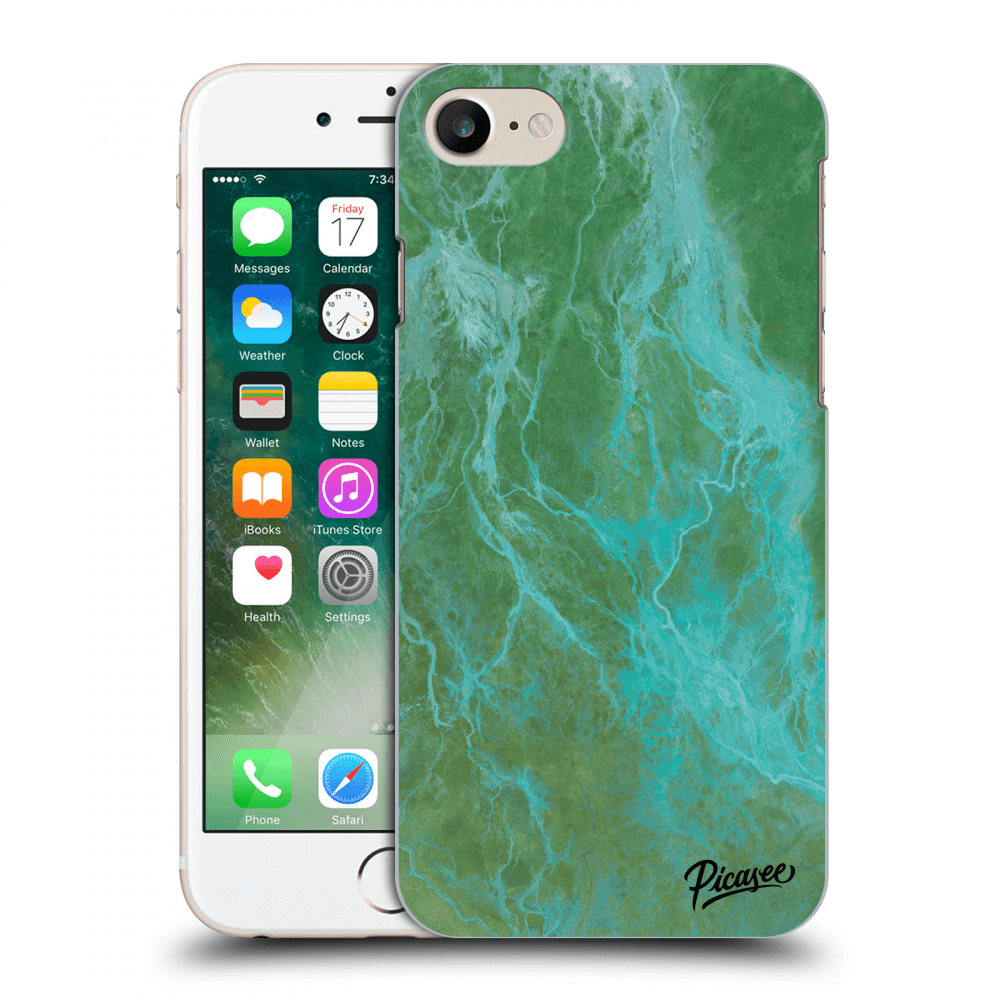 Picasee silikónový mliečny obal pre Apple iPhone 7 - Green marble