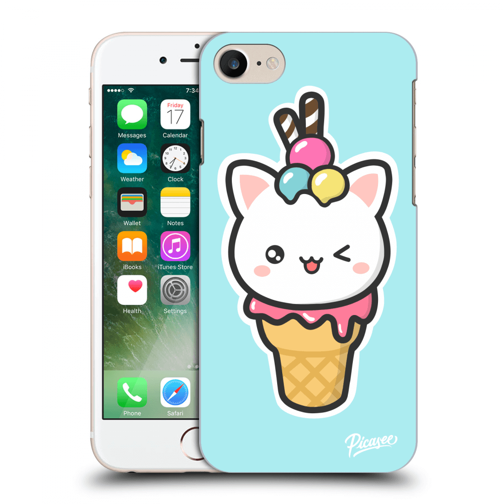 Picasee silikónový mliečny obal pre Apple iPhone 7 - Ice Cream Cat