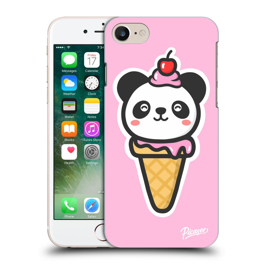 Picasee silikónový prehľadný obal pre Apple iPhone 7 - Ice Cream Panda