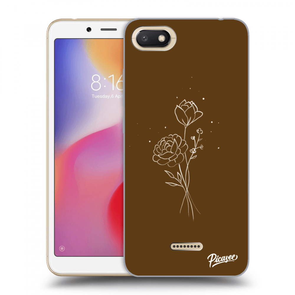 Picasee silikónový čierny obal pre Xiaomi Redmi 6A - Brown flowers