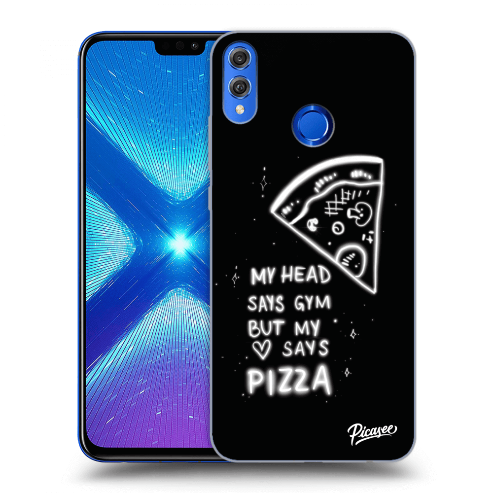 Picasee silikónový čierny obal pre Honor 8X - Pizza