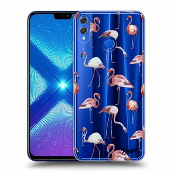 Picasee silikónový prehľadný obal pre Honor 8X - Flamingos