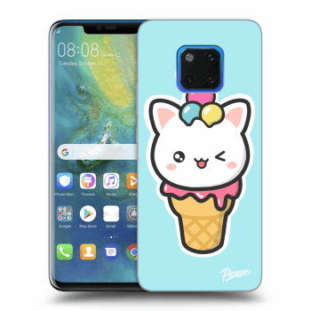 Picasee silikónový prehľadný obal pre Huawei Mate 20 Pro - Ice Cream Cat
