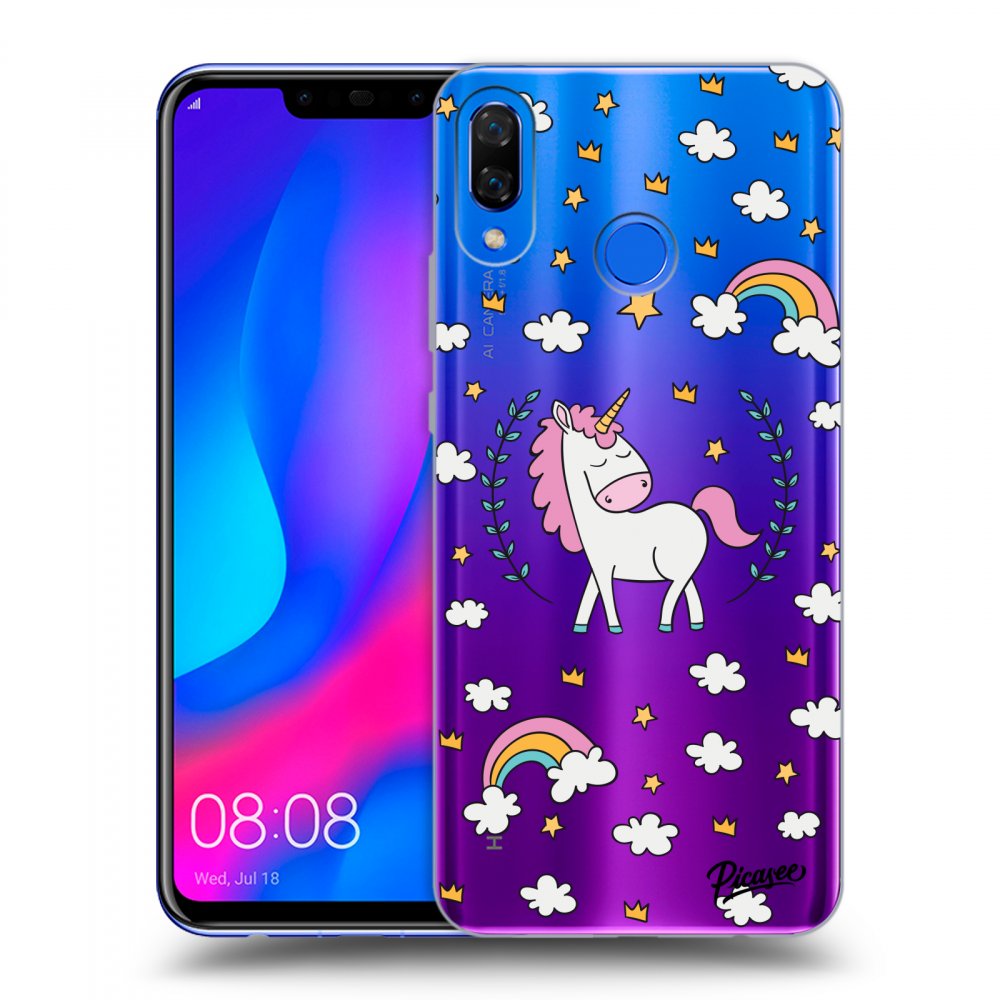 Picasee silikónový prehľadný obal pre Huawei Nova 3 - Unicorn star heaven