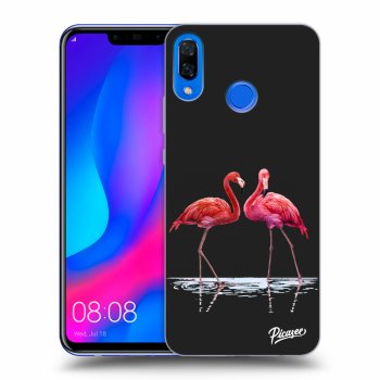 Picasee silikónový čierny obal pre Huawei Nova 3 - Flamingos couple