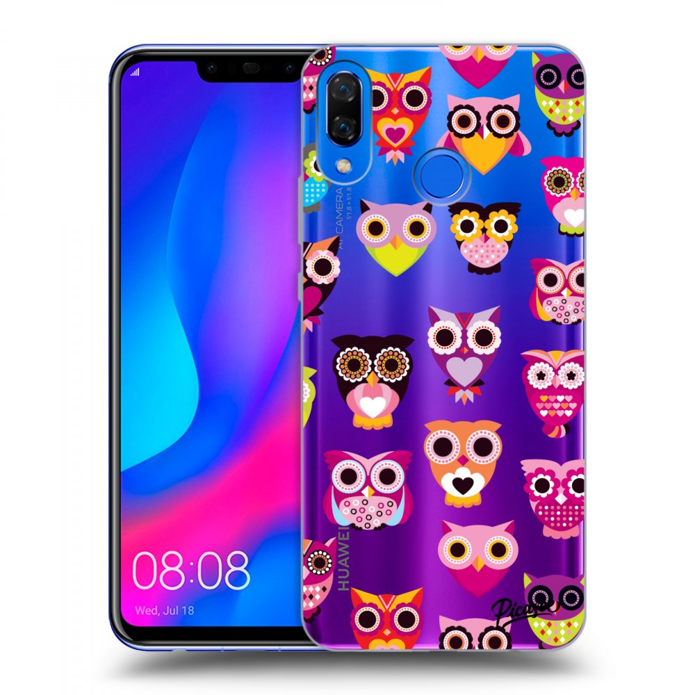 Picasee silikónový prehľadný obal pre Huawei Nova 3 - Owls