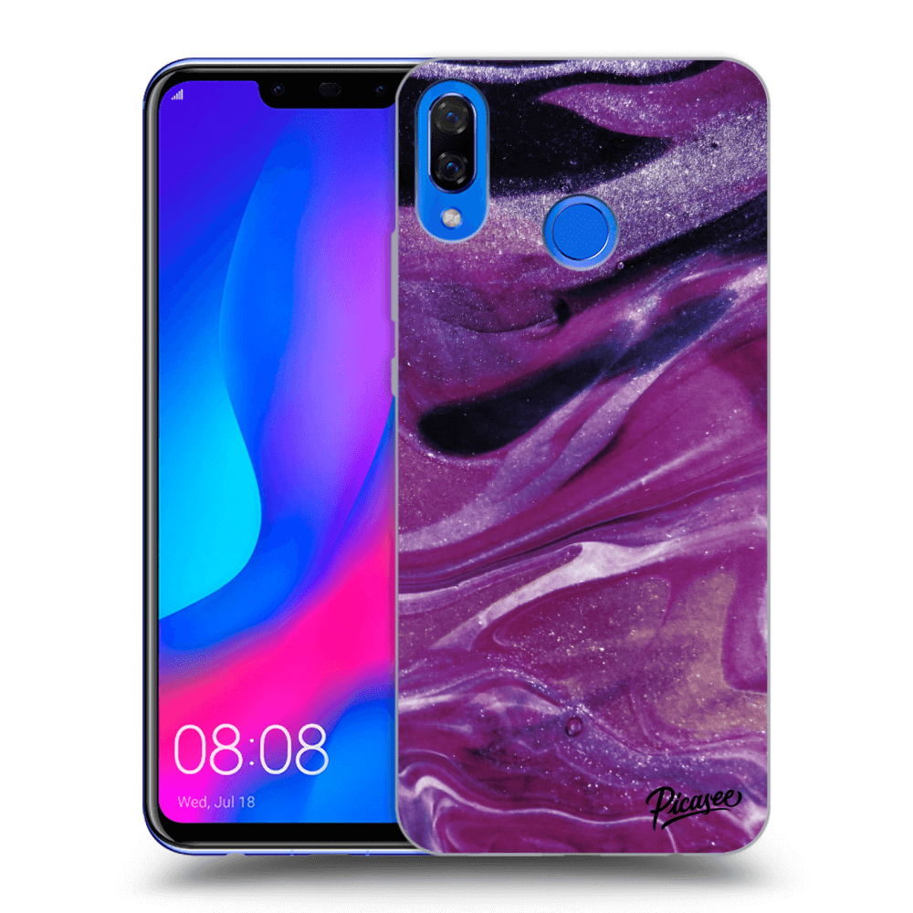 Picasee silikónový prehľadný obal pre Huawei Nova 3 - Purple glitter