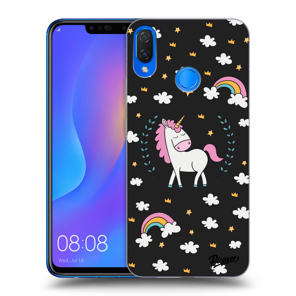 Picasee silikónový čierny obal pre Huawei Nova 3i - Unicorn star heaven
