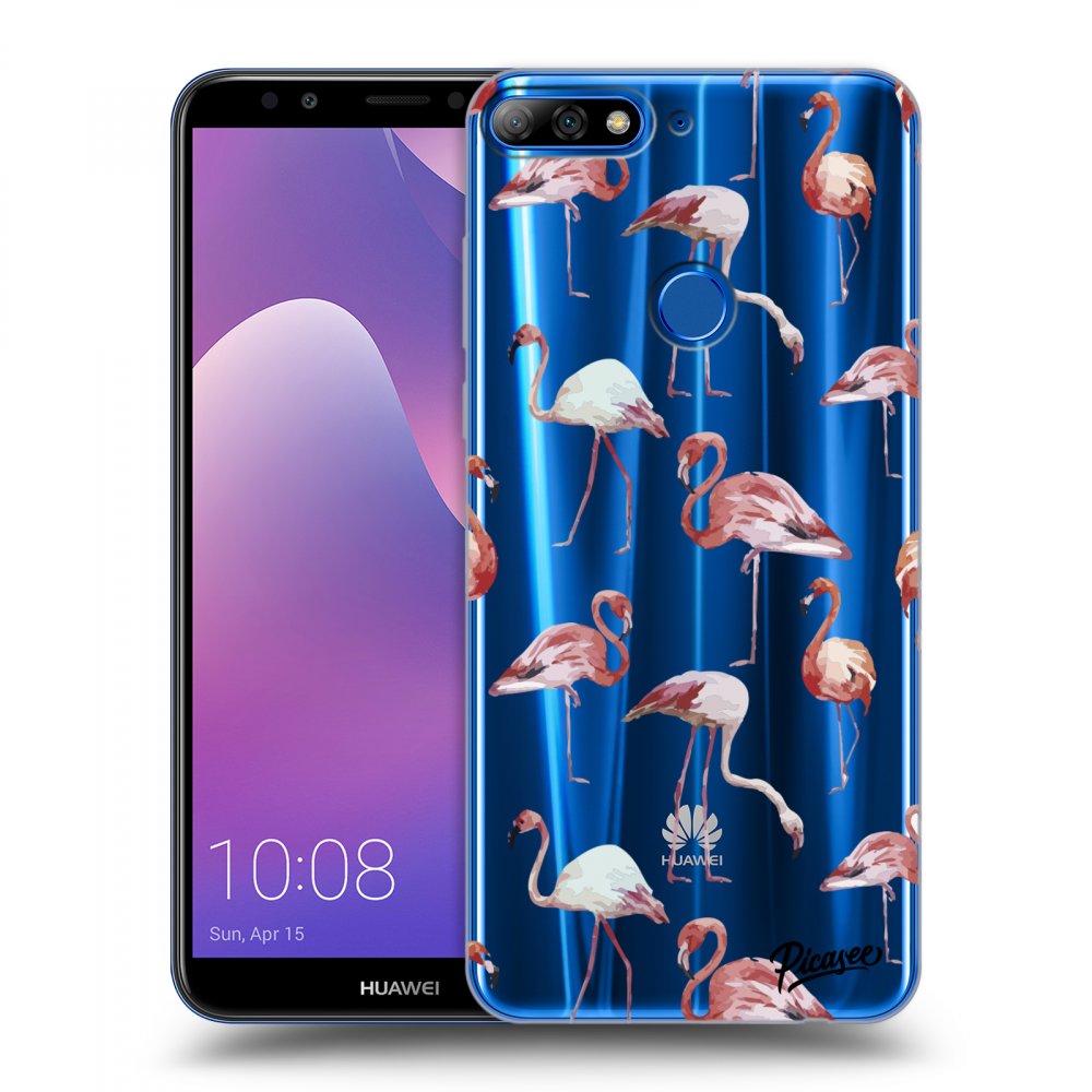 Picasee silikónový prehľadný obal pre Huawei Y7 Prime (2018) - Flamingos